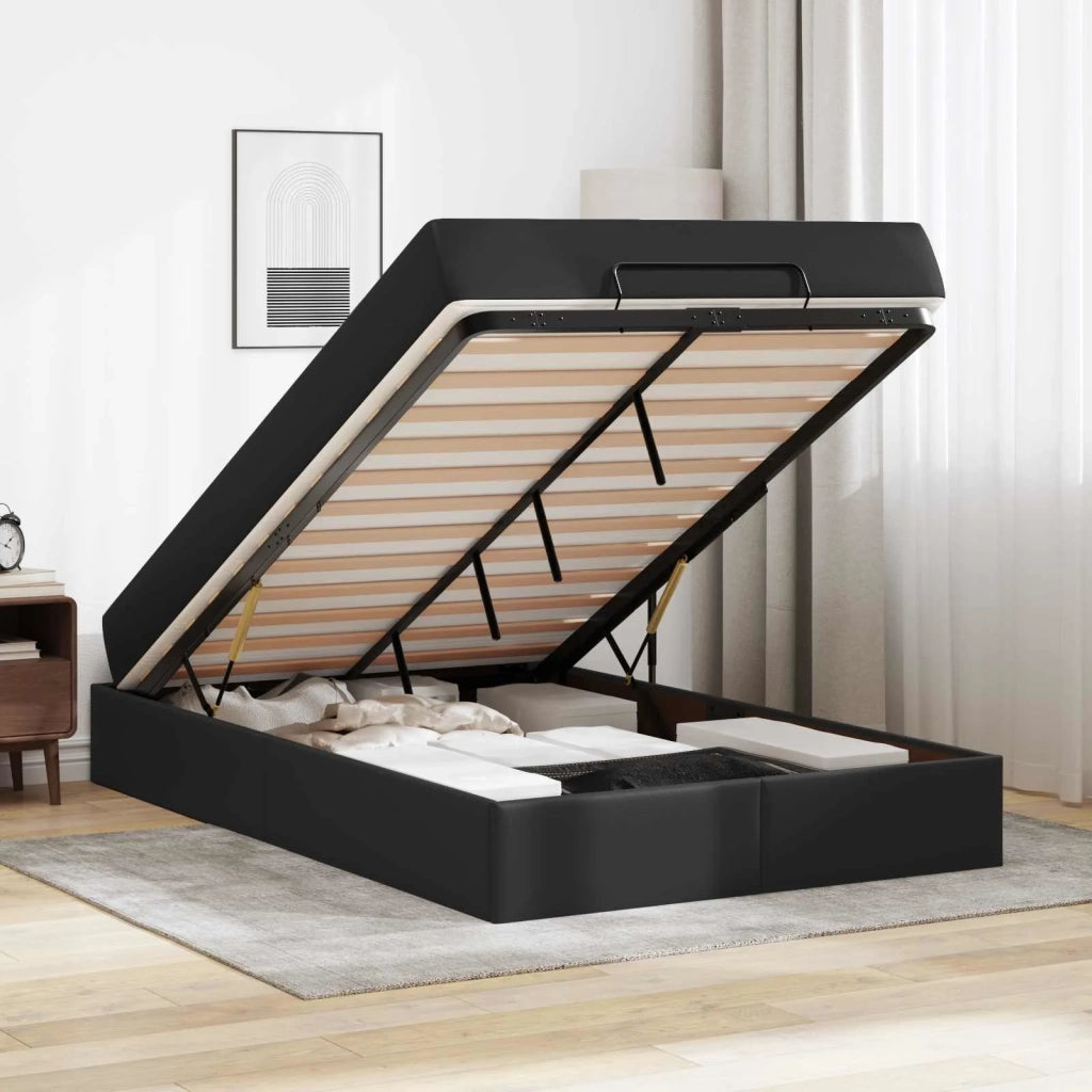 Struttura letto con materasso con materasso 2 pcs Nero PVC