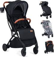 Passeggino Leggero per Neonati con Tettuccio, Schienale e Poggiapiedi Reclinabili, Passeggino Pieghevole con Portabicchieri, Cestello Portaoggetti, per Bambini 0-3 Anni (Nero)