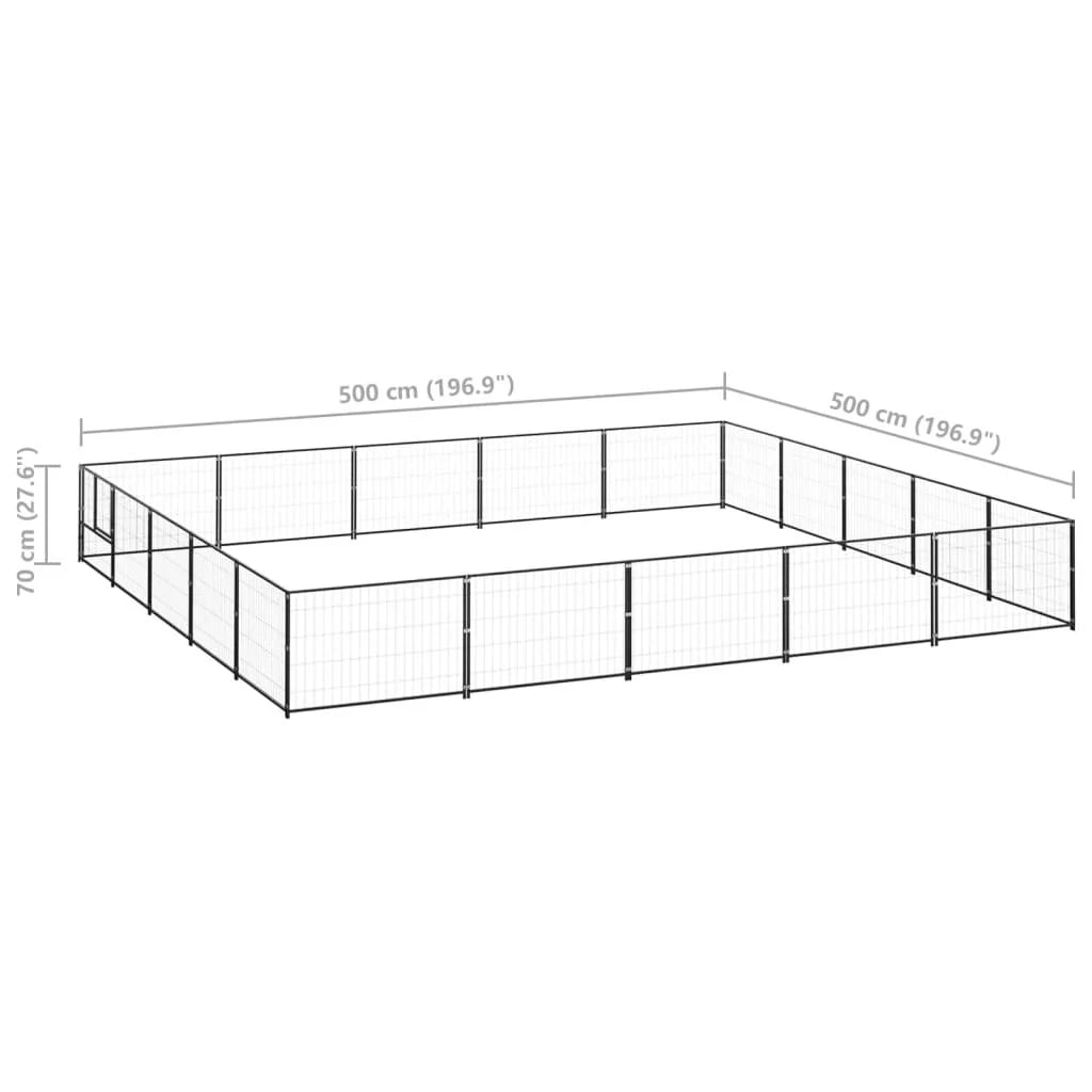 Recinto per animali da esterno per cani recinto per animali nero 25 m² acciaio 02_0000513