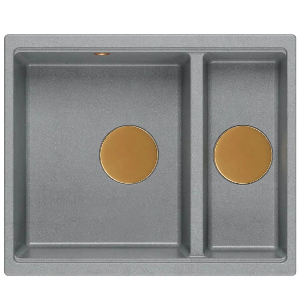 Lavello In Granito Logan 150 Grey Metallic Tappo acciaio