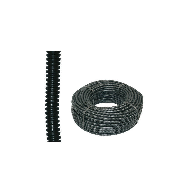 Tubo corrugato nero 25 mm con tirafilo 25 m – uso esterno e interno – Brixo