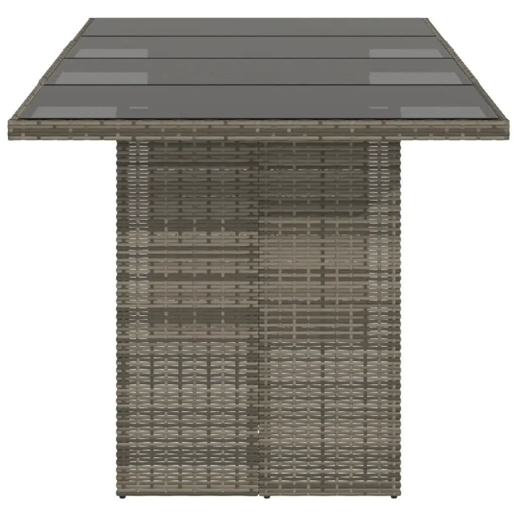 Tavolo da Giardino Piano in Vetro Grigio 190x80x75cm Polyrattan 365604