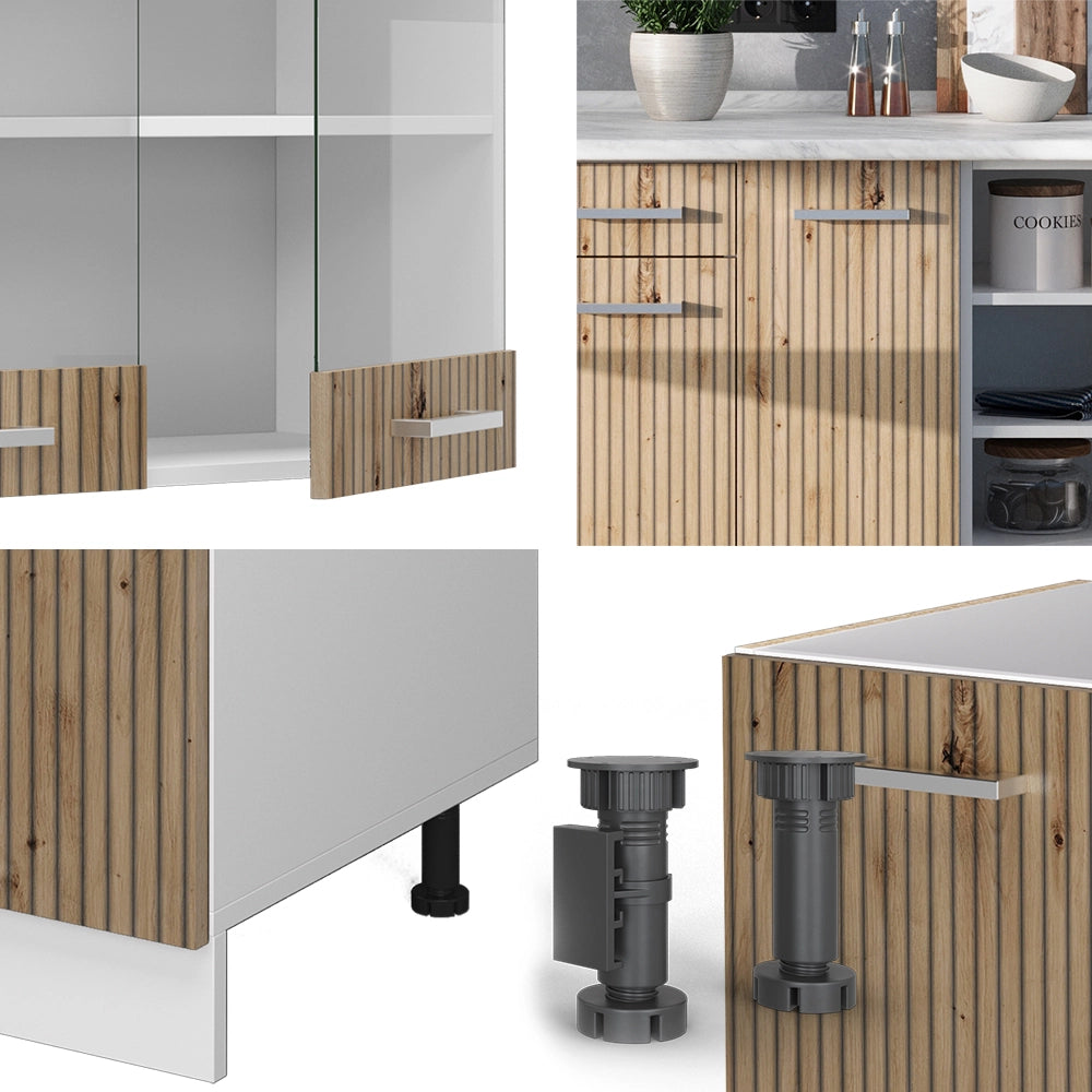 Cucina componibile R-Line Rovere artigianale/Bianco 240 cm, PL Rovere Vicco