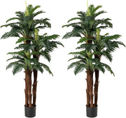 Set di 2 Palme Artificiali, Pianta Tropicale Finta 191 cm con 45 + 3 Foglie Regolabili, 3 Tronchi Realistici e Muschio, Pianta da Interno in Vaso per Decorazione di Casa e Ufficio