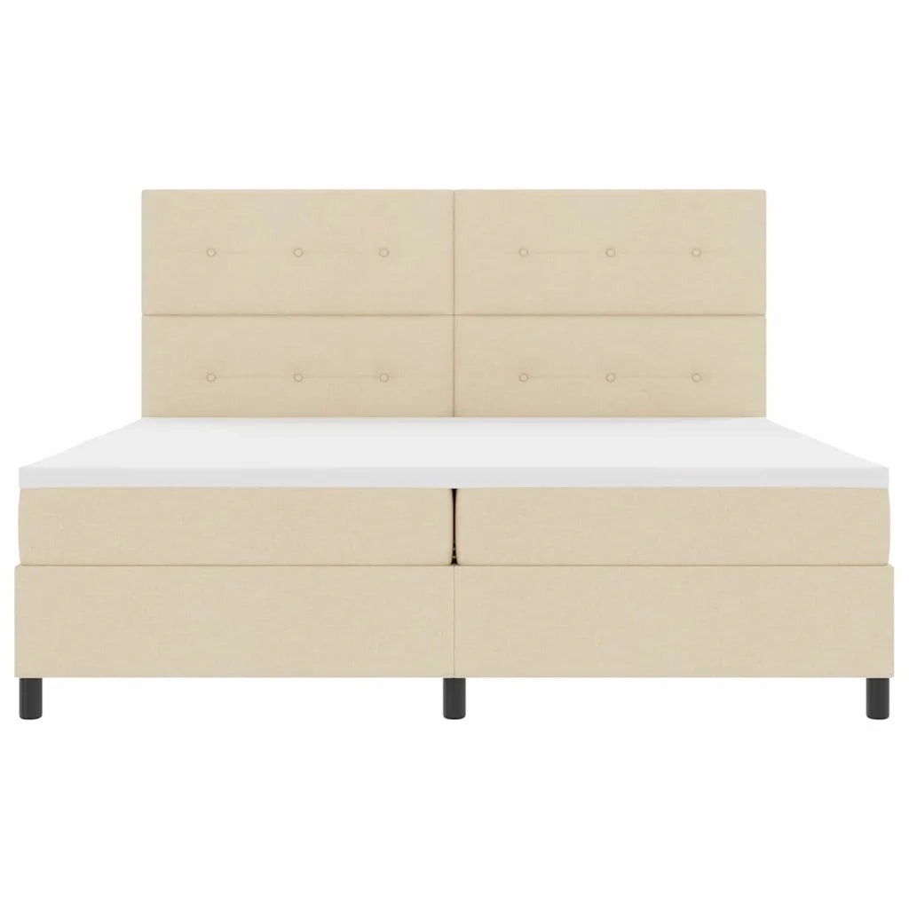 Letto a molle con materasso Crema 200 x 200 cm Tessuto 3339418