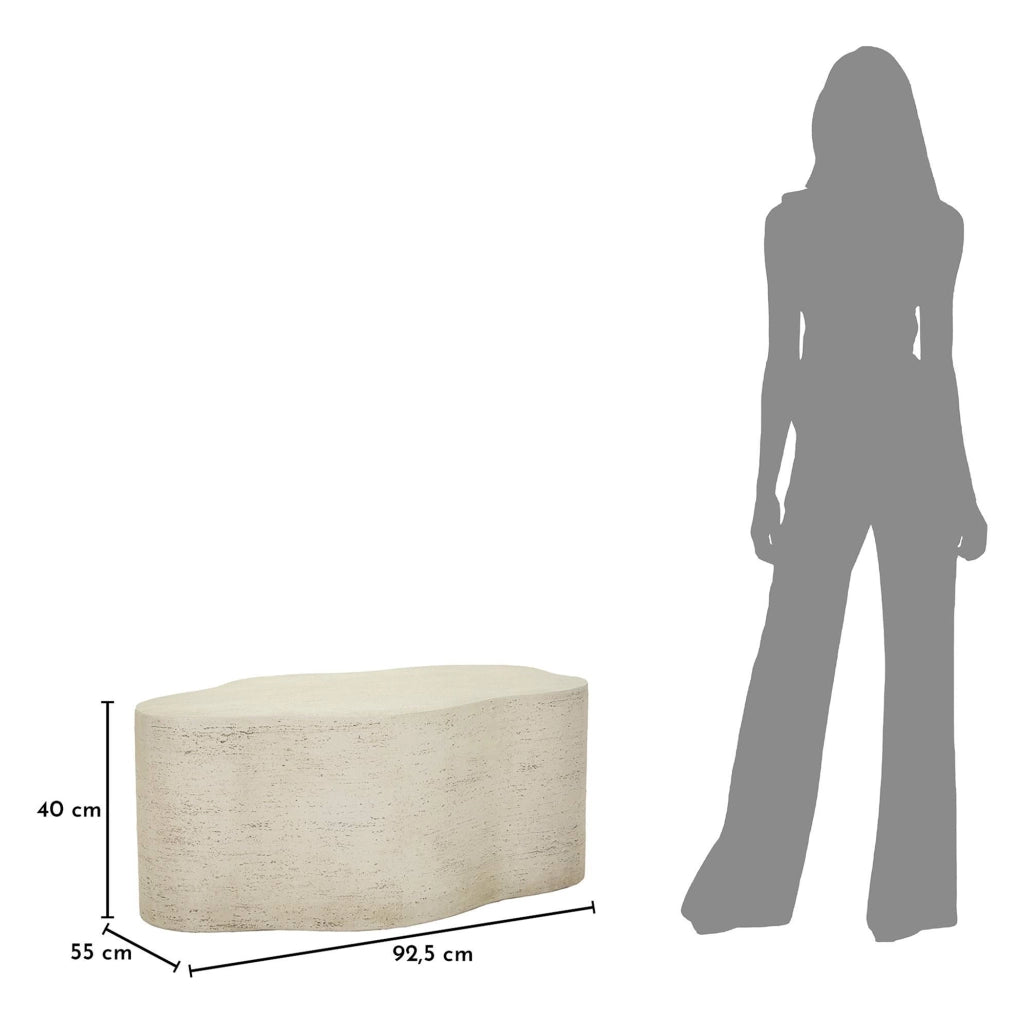 Sefrou, Tavolino da Salotto Adatto per Indoor/outdoor Effetto Pietra, 62x48x100h cm Bianco Crema