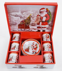 Set da Caffè 6 Tazzine e 6 Piattini di Natale in Ceramica