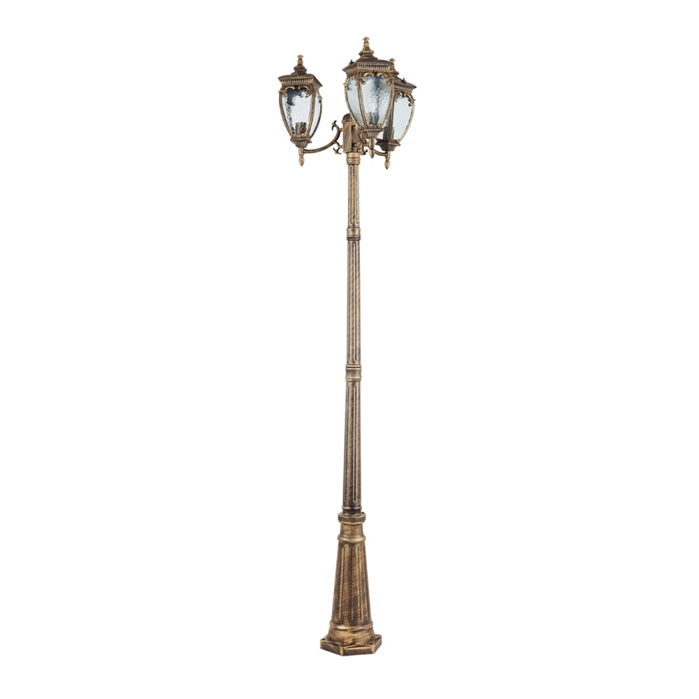 Lampada Da Terra Classica Da Esterno Alluminio Oro 3 Luci E27 60W Ip44