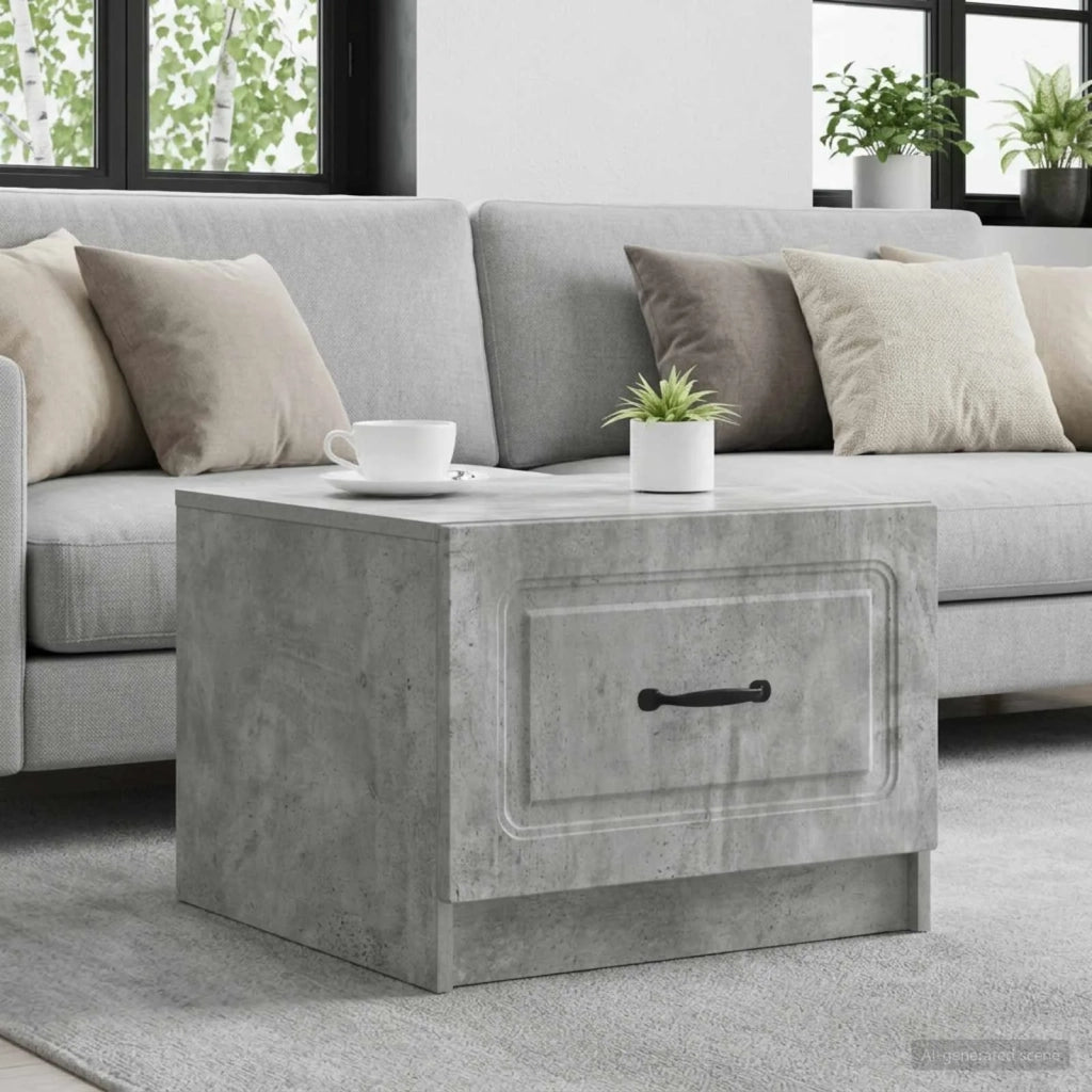 Tavolino da salotto con cassetto Grigio Cemento 49 x 50 x 37 cm 895888