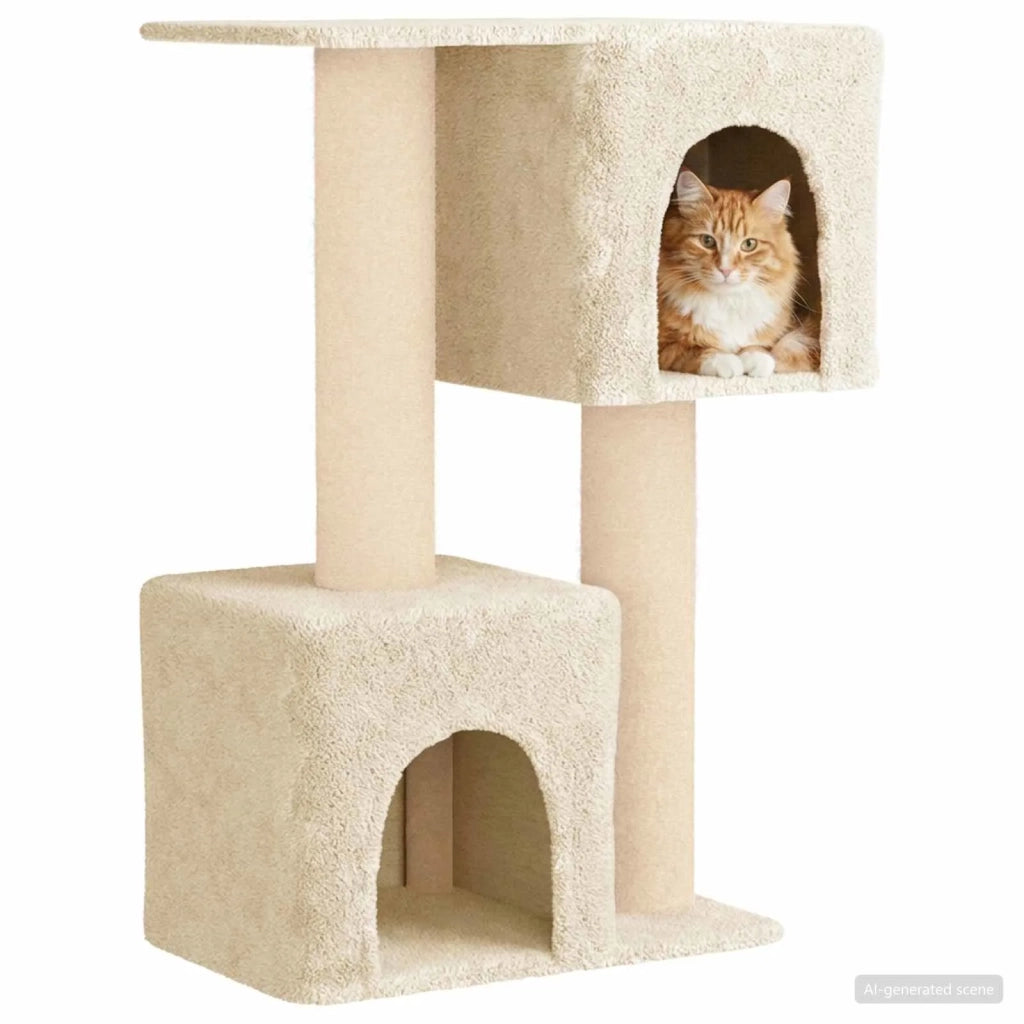 Albero per gatti con pali per graffiare in sisal Crema 114 cm 42033060
