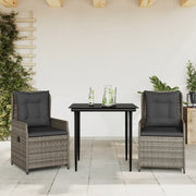 Set da Pranzo da Giardino 3 pz con Cuscini in Polyrattan Grigio 3262854
