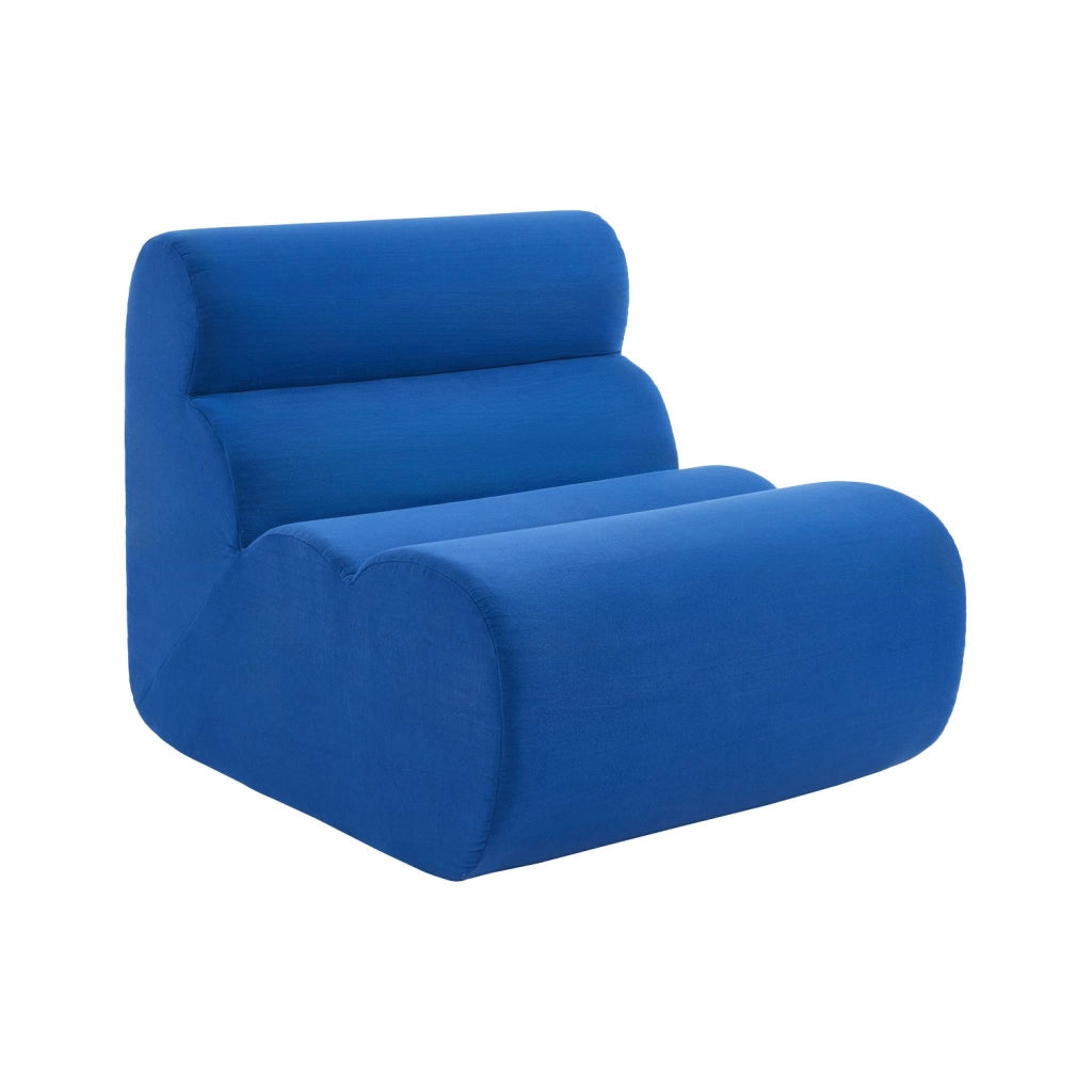 Poltrona in tessuto con poggiapiedi, blu elettrico