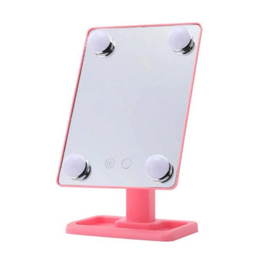 Trade Shop - Specchio Da Trucco Illuminato 4 Luci A Led Portatile Trucco Bellezza Da Tavolo -