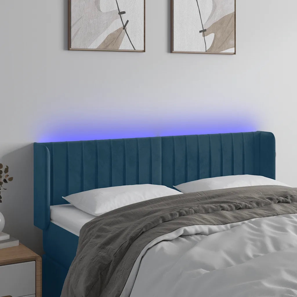 Testiera a LED-Testata con LED Blu Scuro 147x16x78/88 cm in Velluto 162493