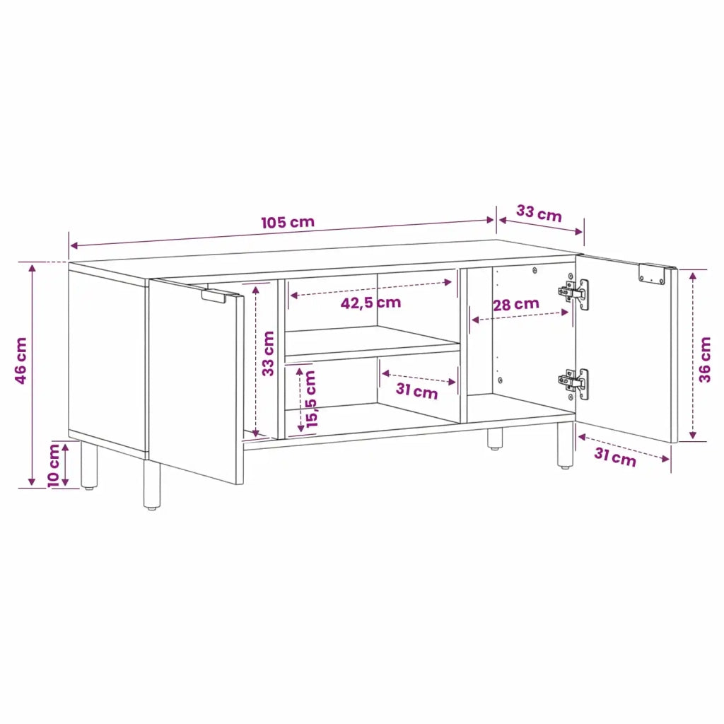 Mobile TV con porta Finitura Marrone Acacia 105 x 33 x 46 cm 4017900