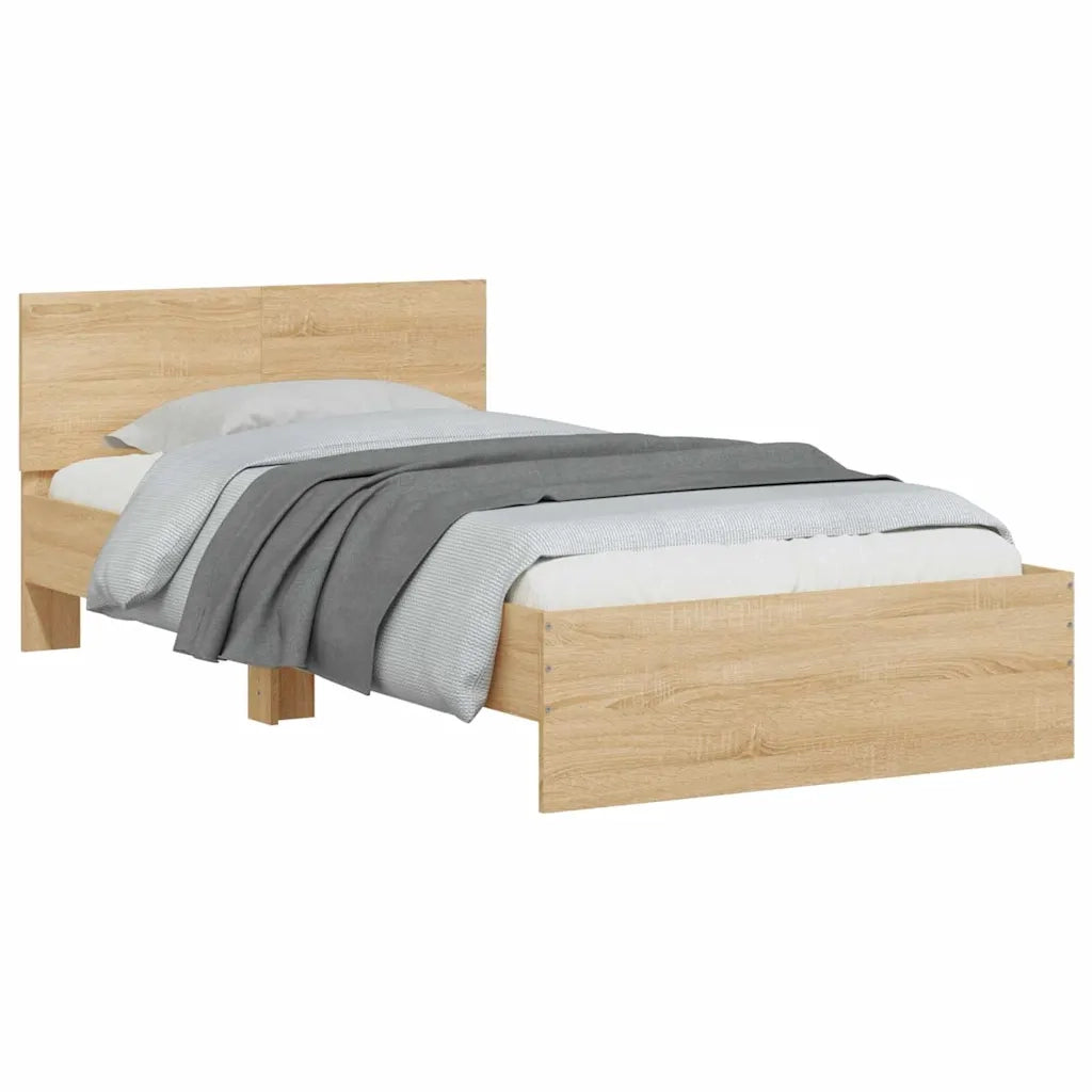Giroletto con Testiera e LED-Struttura Letto con testiera Rovere Sonoma 100x200 cm 295194