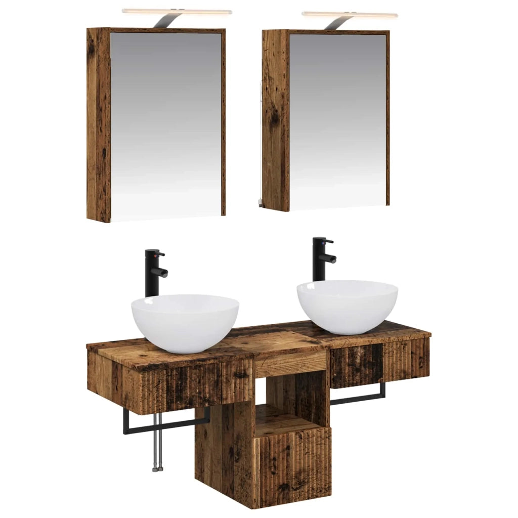 Set di Armadi da Bagno 5 pcs Legno antico 43 x 16 x 62,5 cm 3406285