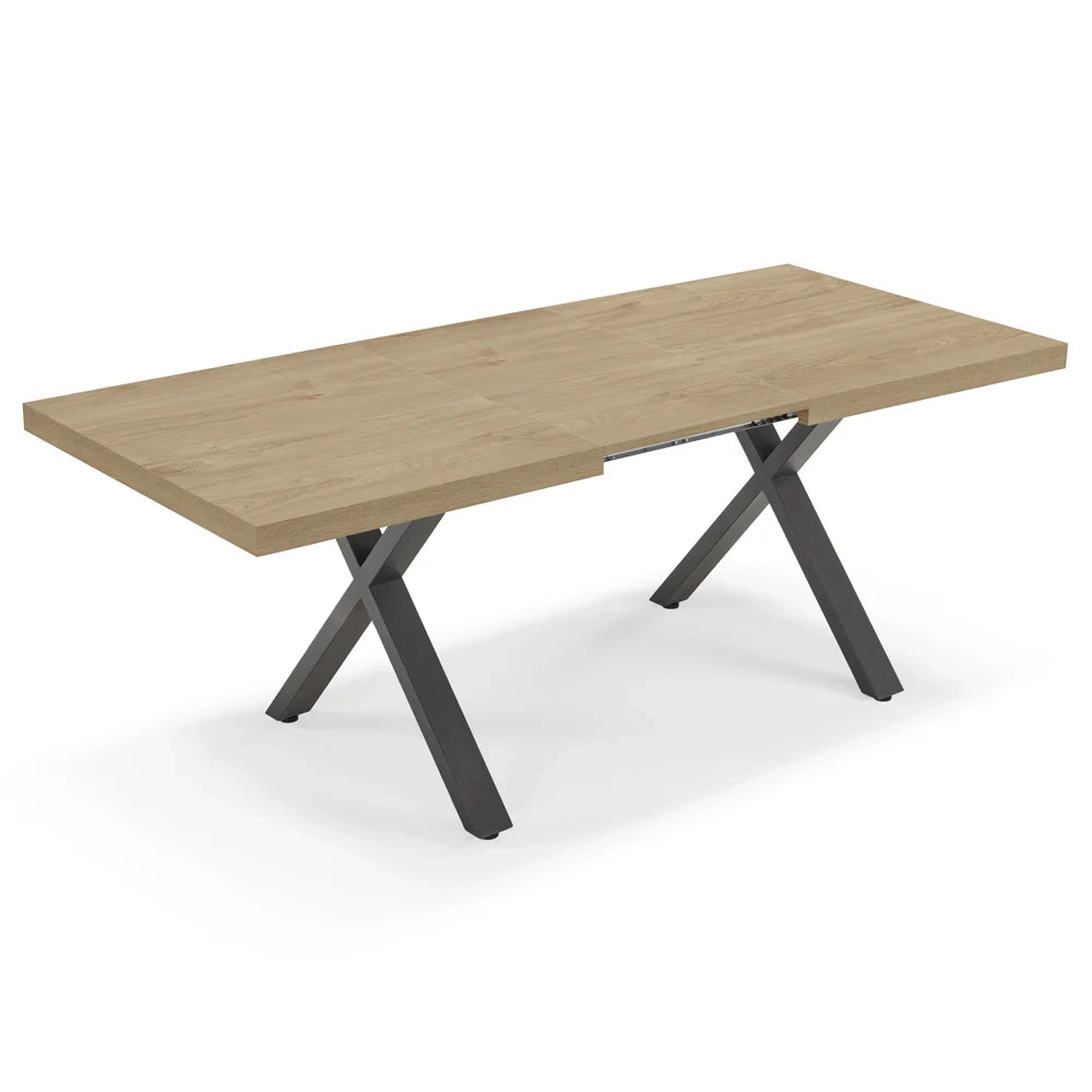 Tavolo allungabile da pranzo Noce Nodato 145x85 MADE IN ITALY modello PABLO fino a 195 CM per sala da pranzo, cucina e soggiorno, design moderno con top in melaminico