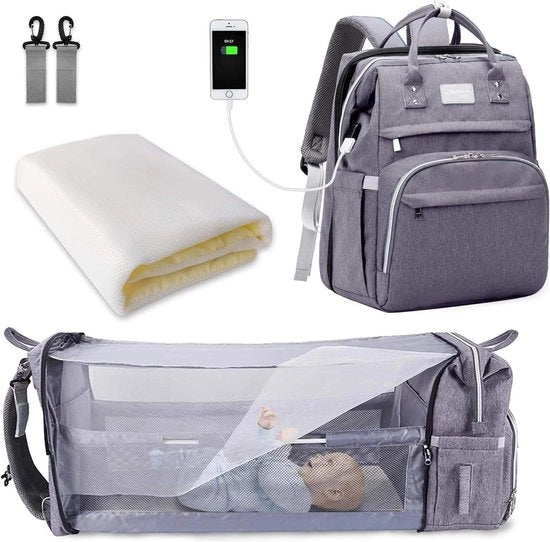 Zak da Bagno con Grande Capacità - Borsa da Viaggio Portatile - Culla Opaca - Borsa per Culla (Grigio)