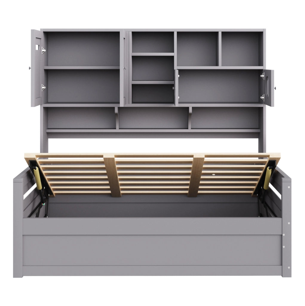 Letto singolo idraulico 90x200 cm con contenitore grigio