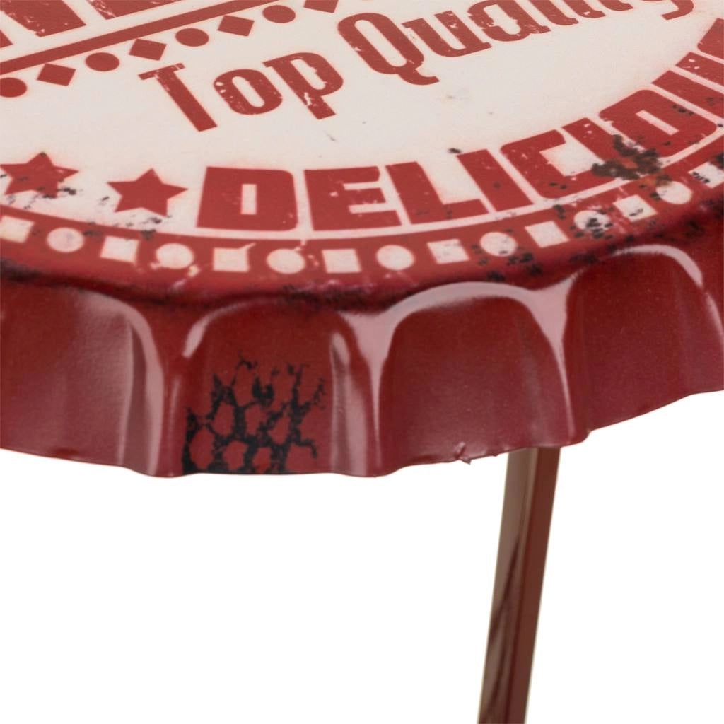 Tavolo portabottiglie in metallo rosso 42x42x60h