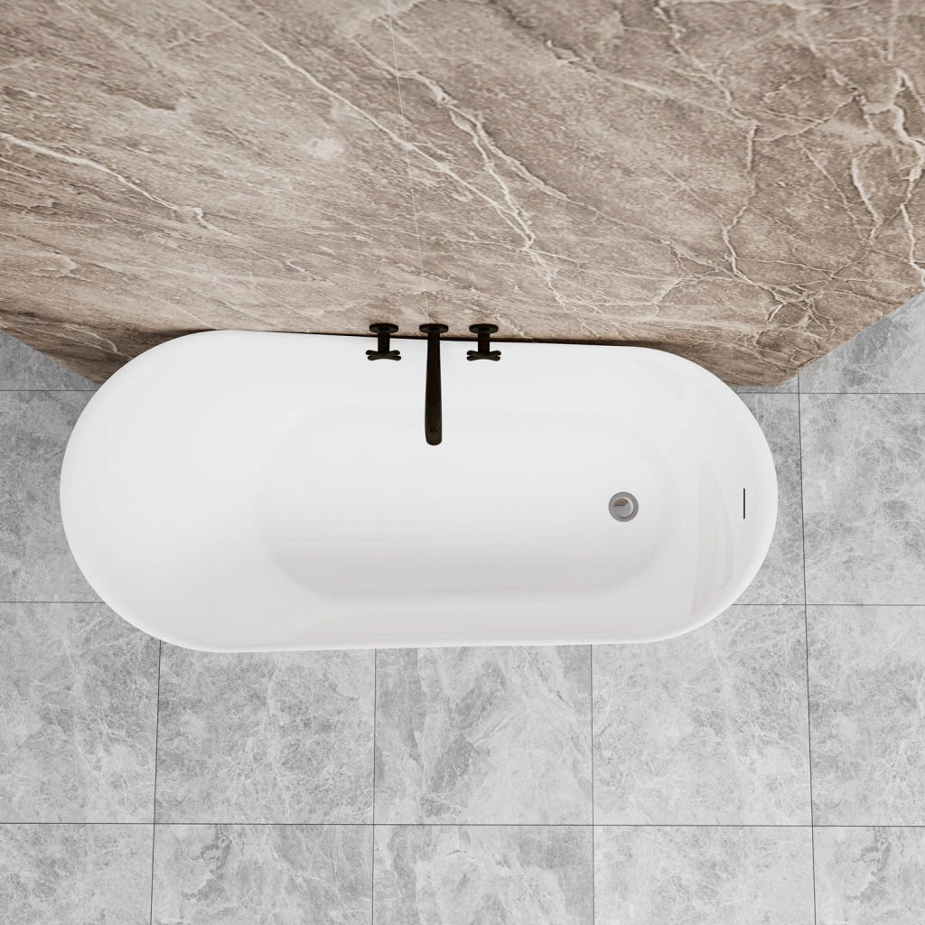 Vasca da Bagno a Isola 160x72x73 cm Vasca da Bagno Freestanding in Acrilico Bianco Ovale Irregolare