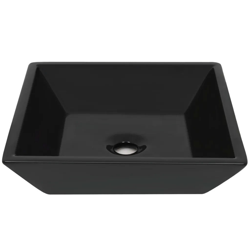 Lavandino-Lavello Quadrato in Ceramica Nero 41,5x41,5x12 cm
