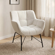 Poltrona Moderna in Sherpa ¨C Zephmum ¨C Crema con Gambe in Metallo