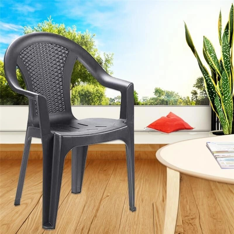 SET 6 SEDIE DA GIARDINO KORA IN POLIPROPILENE COLORE ANTRACITE 55 X 54 X 82 CM
