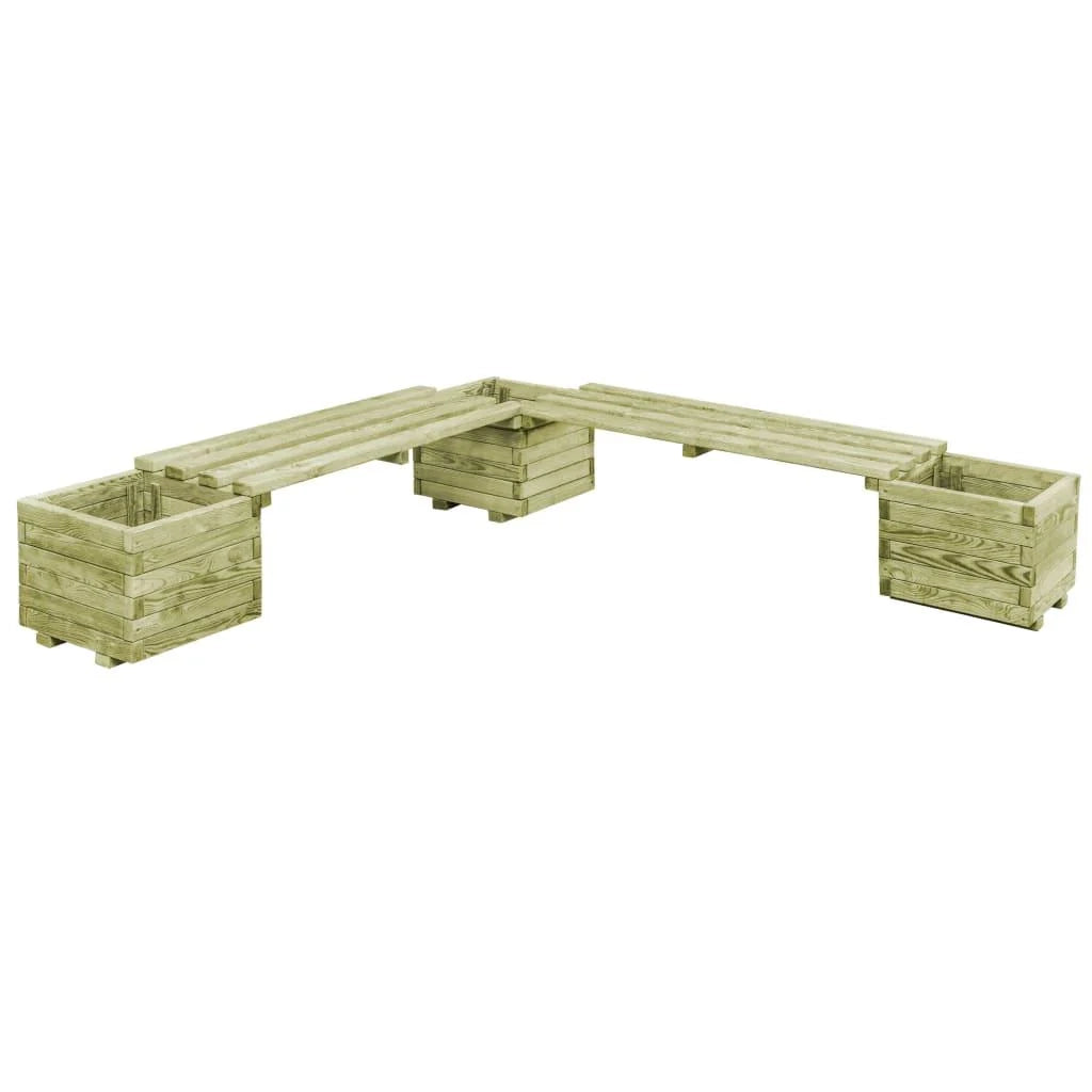 Panca da giardino con fioriere 196 cm legno di pino impregnato 02_0001365