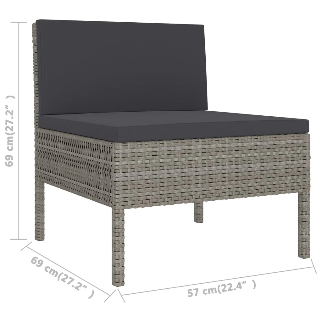 Set di mobili da giardino per esterni 9 pezzi con cuscini resina intrecciata grigia 02_0018089