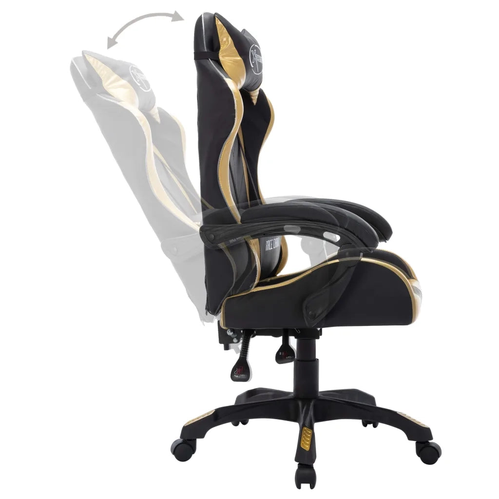 Sedia da Ufficio | Sedia da Gaming con Luci a LED RGB Oro e Nera in Similpelle