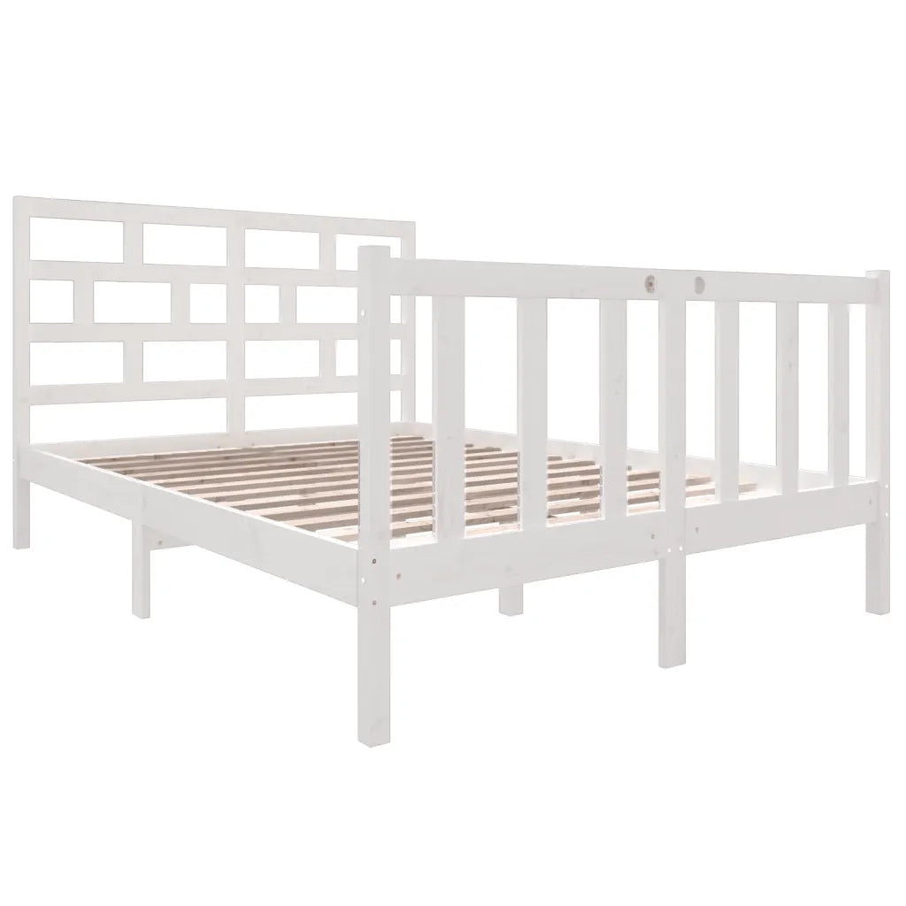 Giroletto-Struttura Letto Bianco in Legno Massello di Pino 140x190 cm 862246