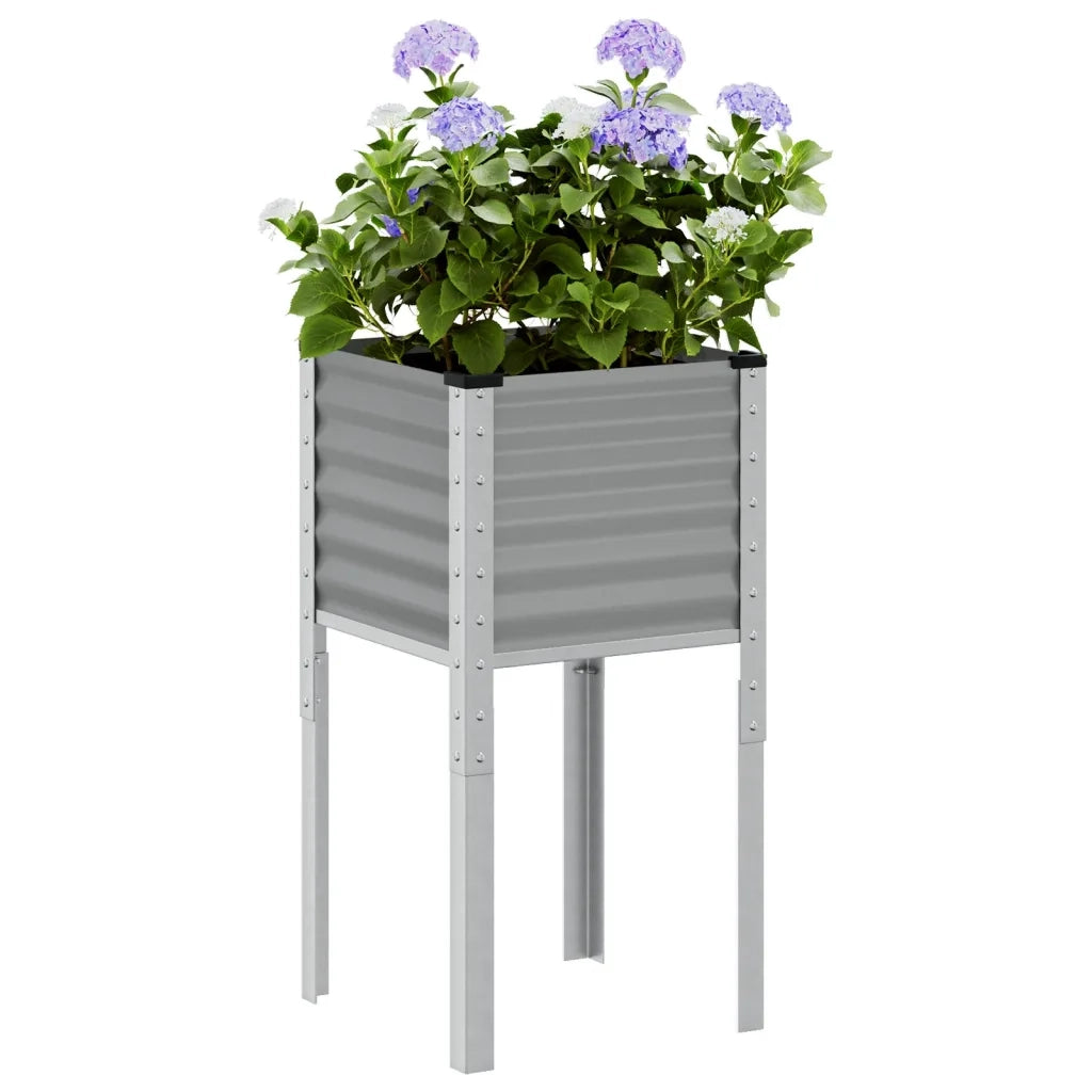 Fioriera | Cassetta per fiori | Vaso da Giardino Grigia 45x45x88 cm in Acciaio