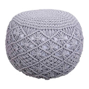 Puf in cotone intrecciato grigio 45x45x40h