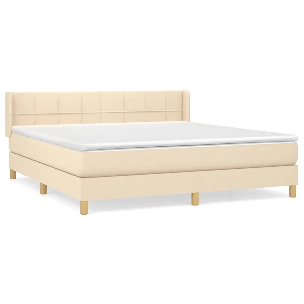 Giroletto a Molle con Materasso Crema 180x200 cm in Tessuto