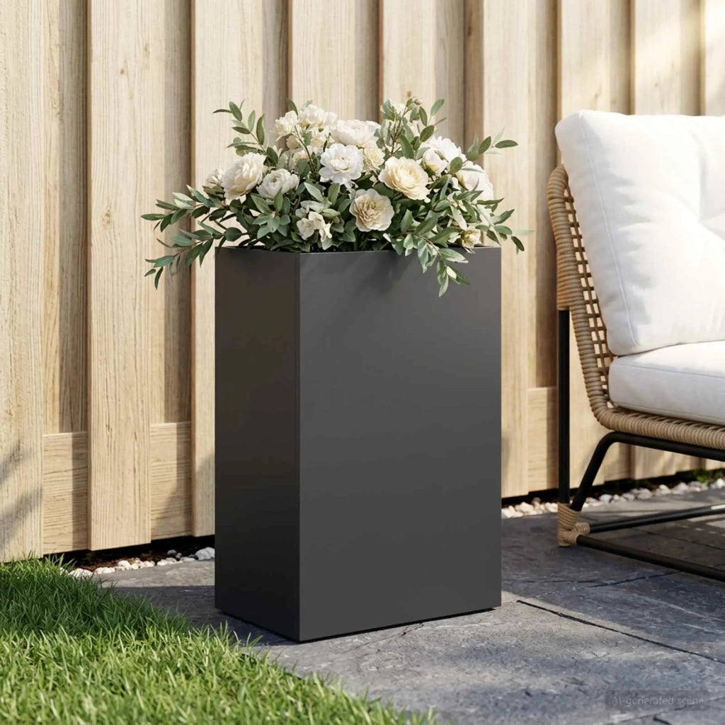 Vaso da giardino Nero 50 x 30 x 75 cm Acciaio laminato a freddo 8005540
