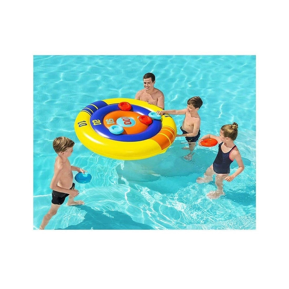 Trade Shop - Gioco Galleggiante Gonfiabile Rotondo Disc Champion Frisbee ø140cm Piscina 52566 -
