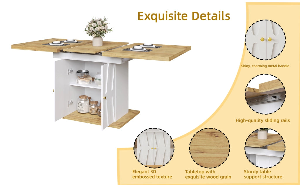 Tavolo da Pranzo Allungabile con 4 Sedie ¨C MINIMAL ¨C 110(140)x70x76 cm, Tessuto Grigio