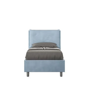 Letto singolo contenitore imbottito 80x190 microfibra azzurro Appia