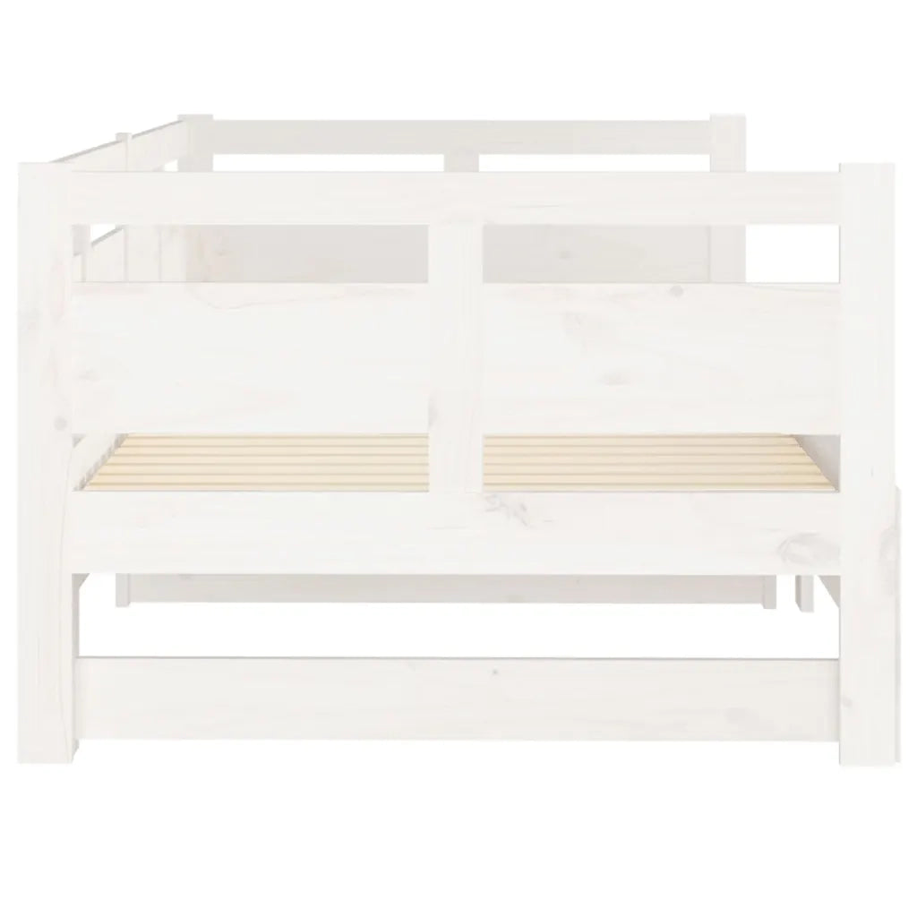 Dormeuse Estraibile Bianca Legno Massello di Pino 2x(80x200) cm 820318