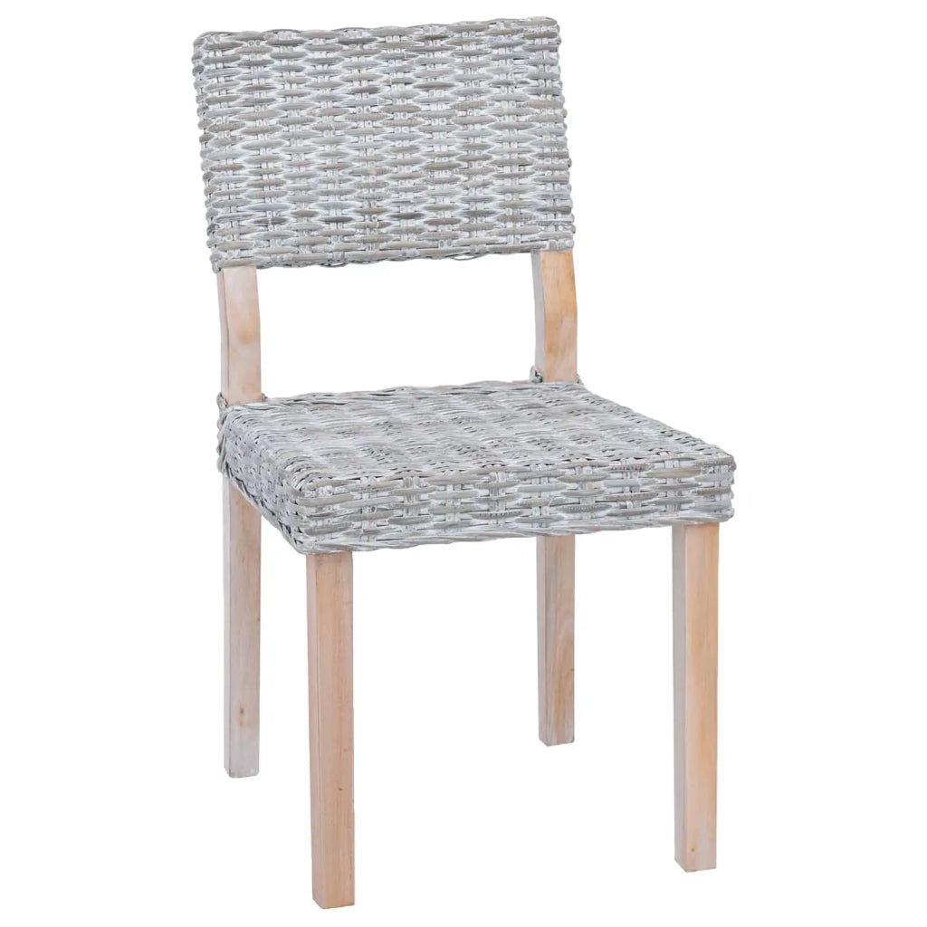 Sedia da pranzo 2 pcs Bianco Lavato 46 x 55 x 84 cm Rattan Kubu