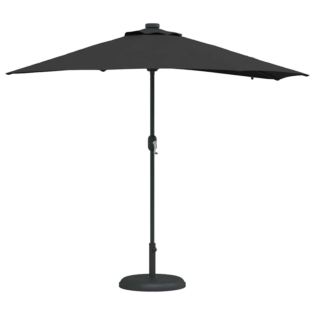 Moderno ombrellone da giardino pieghevole con illuminazione a LED 294 x 150 x 223 cm poliestere nero 02_0058664