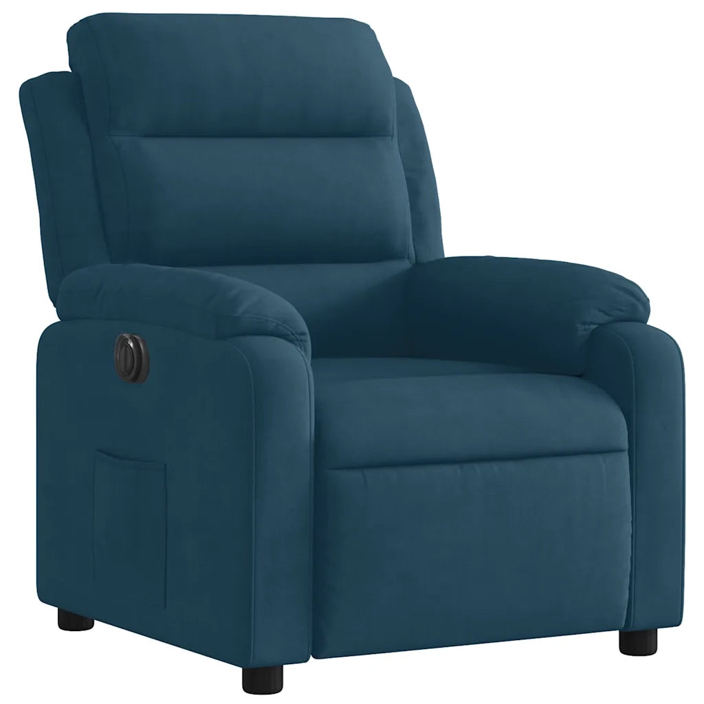 Poltrona Reclinabile Elettrica Blu in Velluto