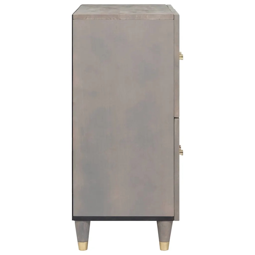 Credenza | Madia | Buffet da pranzo | Armadio da pranzo Grigio e Oro 60 x 33 x 75 cm Legno di mango massello
