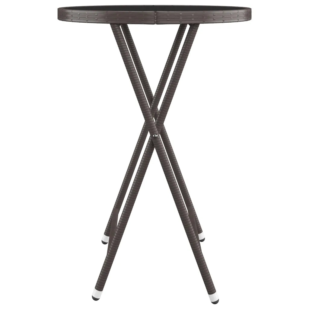 Set Bistrot Giardino 3 pz Polyrattan e Vetro Temperato Marrone 3058381