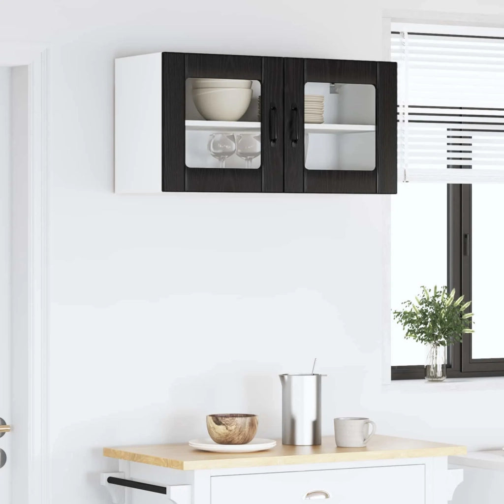 Mobile in vetro da parete LUCCA Rovere Nero 80 x 31 x 40 cm 884946