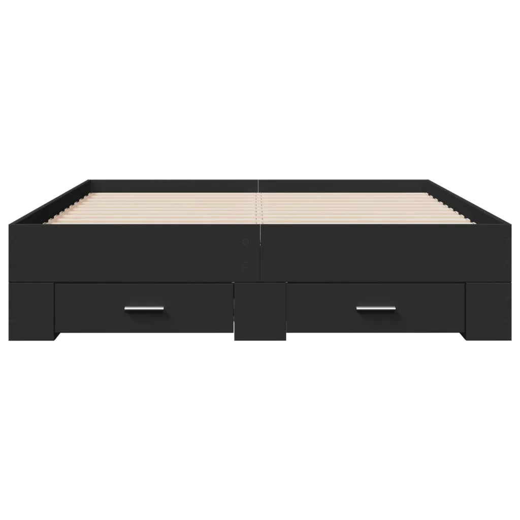 Giroletto con Cassetti Nero 140x190 cm in Legno Multistrato 3280399