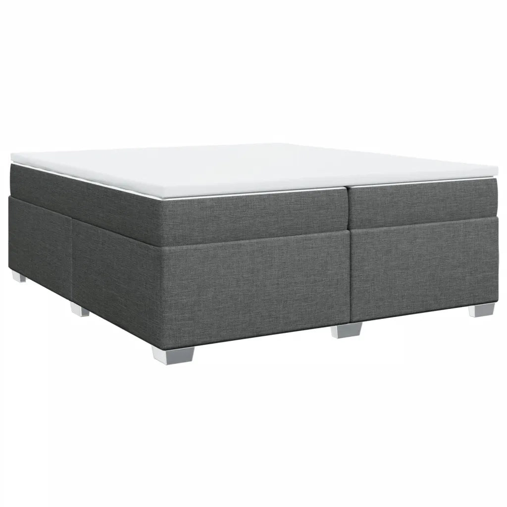 Giroletto a Molle con Materasso Grigio Scuro 200x200 cm Tessuto