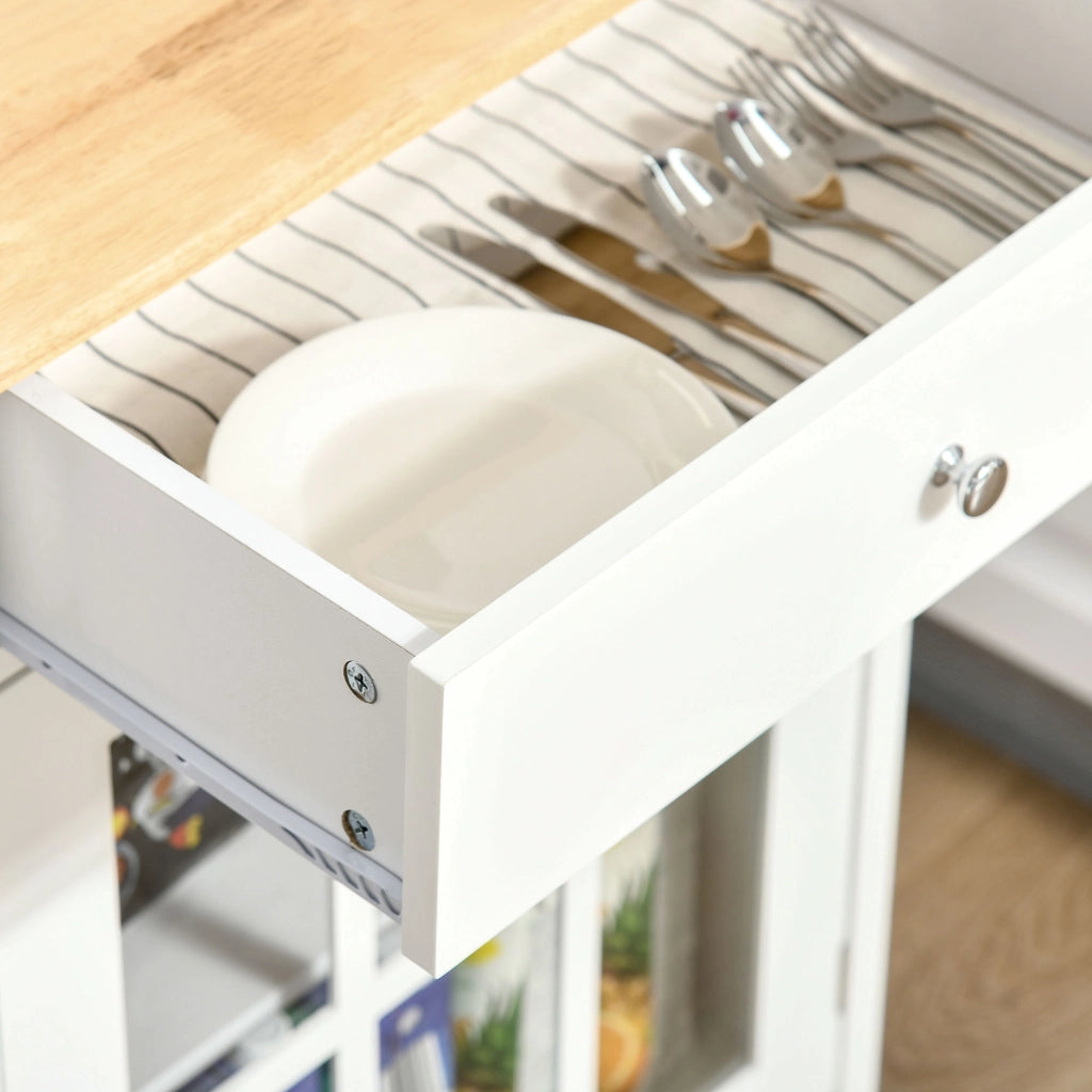 Tavolino da cucina con ruote e contenitori ¨C zephmum ¨C bianco effetto quercia